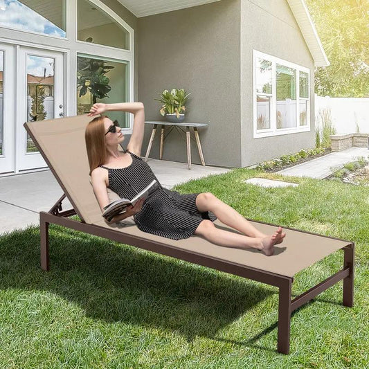 Elevate Your Relaxation Game with Our 6-Position Chaise Lounge Chairs – Durable & Stylish with Rustproof Aluminium Frame! 🛋️✨