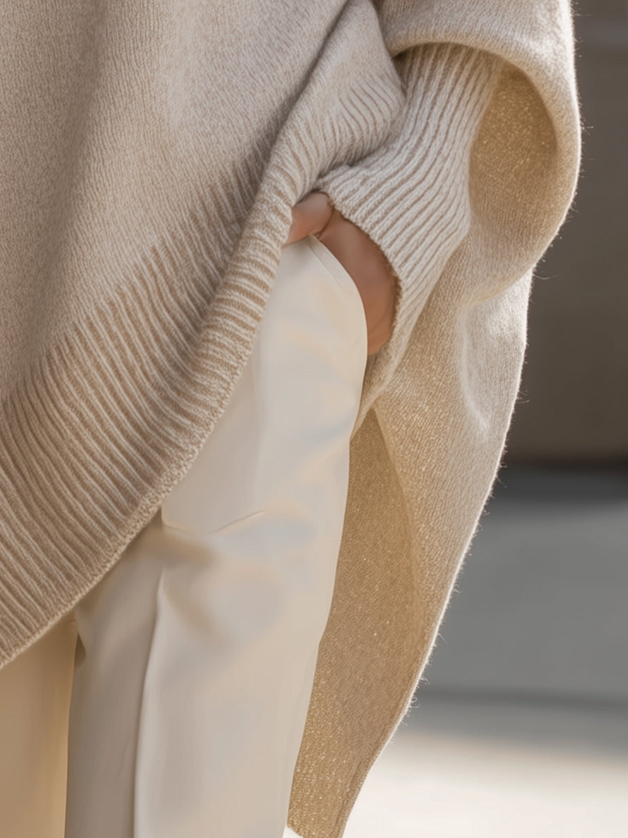 Cooliveify Oversized Knit Poncho Sweater 