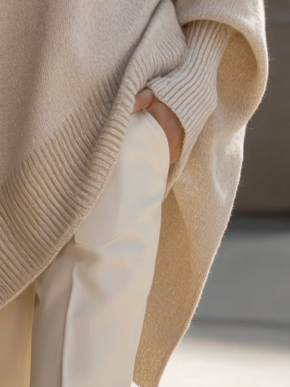 Cooliveify Oversized Knit Poncho Sweater 