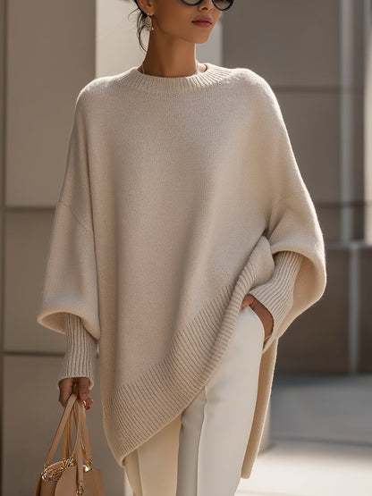 Cooliveify Oversized Knit Poncho Sweater 