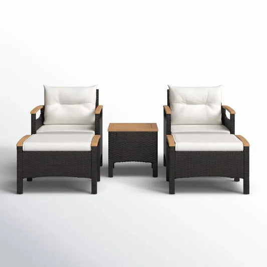 Cozy Up with Friends: Araylee Acacia Wicker 4-Person Patio Set with Cushions! 🛋️☀️ #OutdoorLiving #PatioVibes