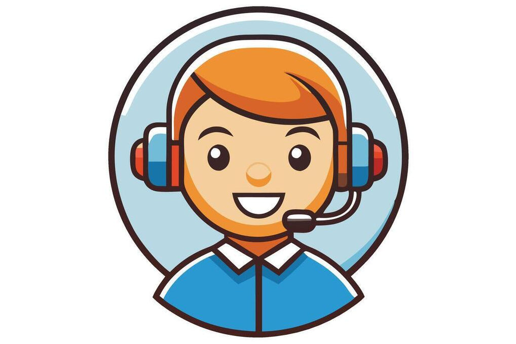 Illustration of a person wearing a headset with a blue background