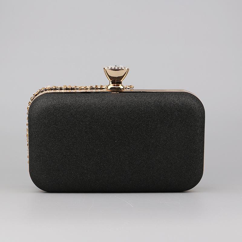 Cooliveify Black Diamond Evening Bag Gold Handle 