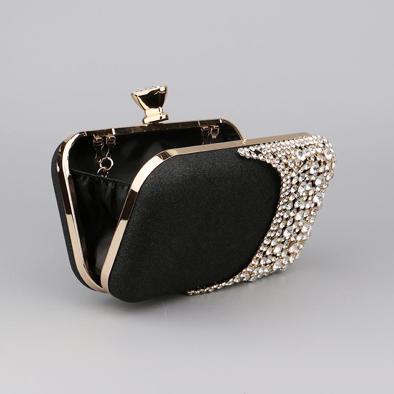 Cooliveify Black Diamond Evening Bag Gold Handle 