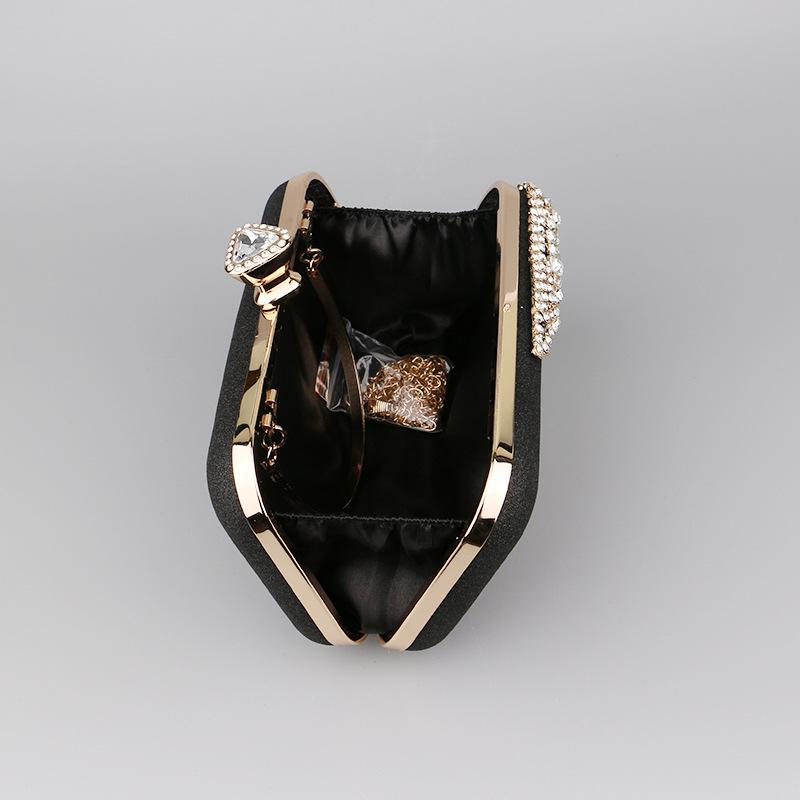 Cooliveify Black Diamond Evening Bag Gold Handle 