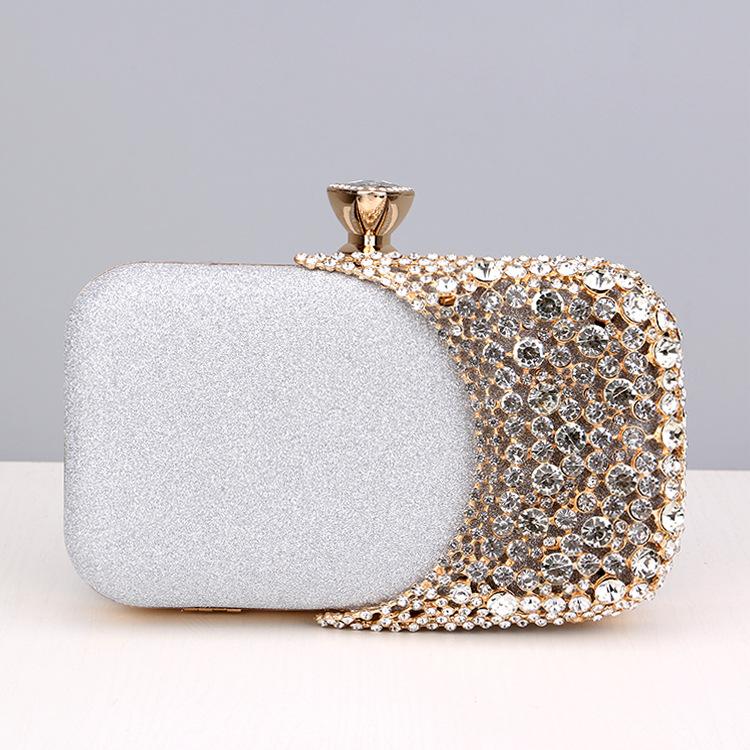 Cooliveify Black Diamond Evening Bag Gold Handle 