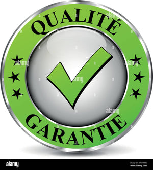 Quality guarantee emblem with green check mark and 'Qualité Garantie' text on a white background